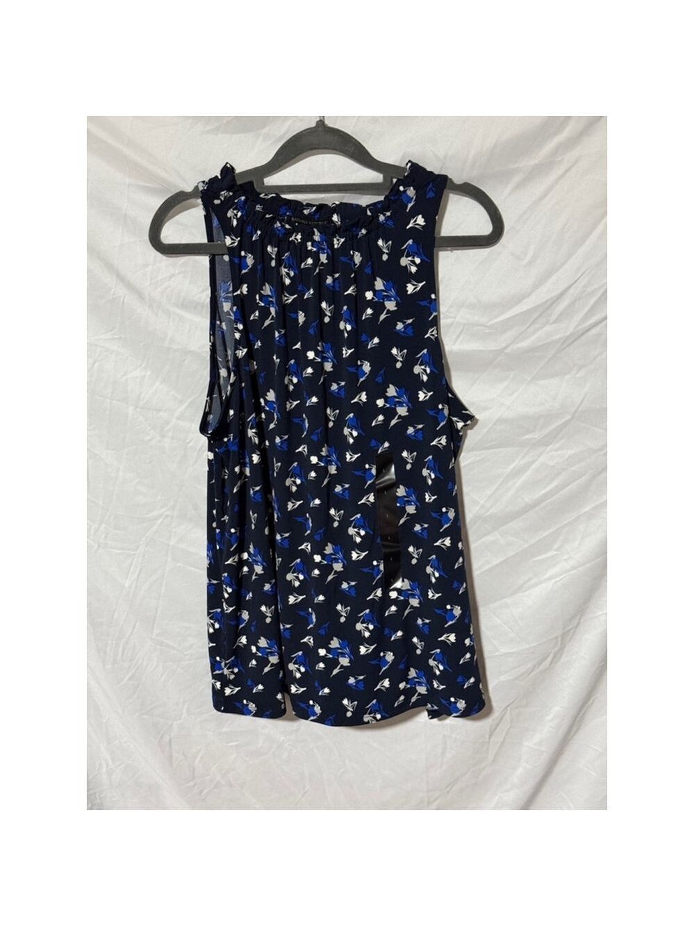Women's Banana Republic Tank Top Size L Blue Floral - Picture 2 of 4